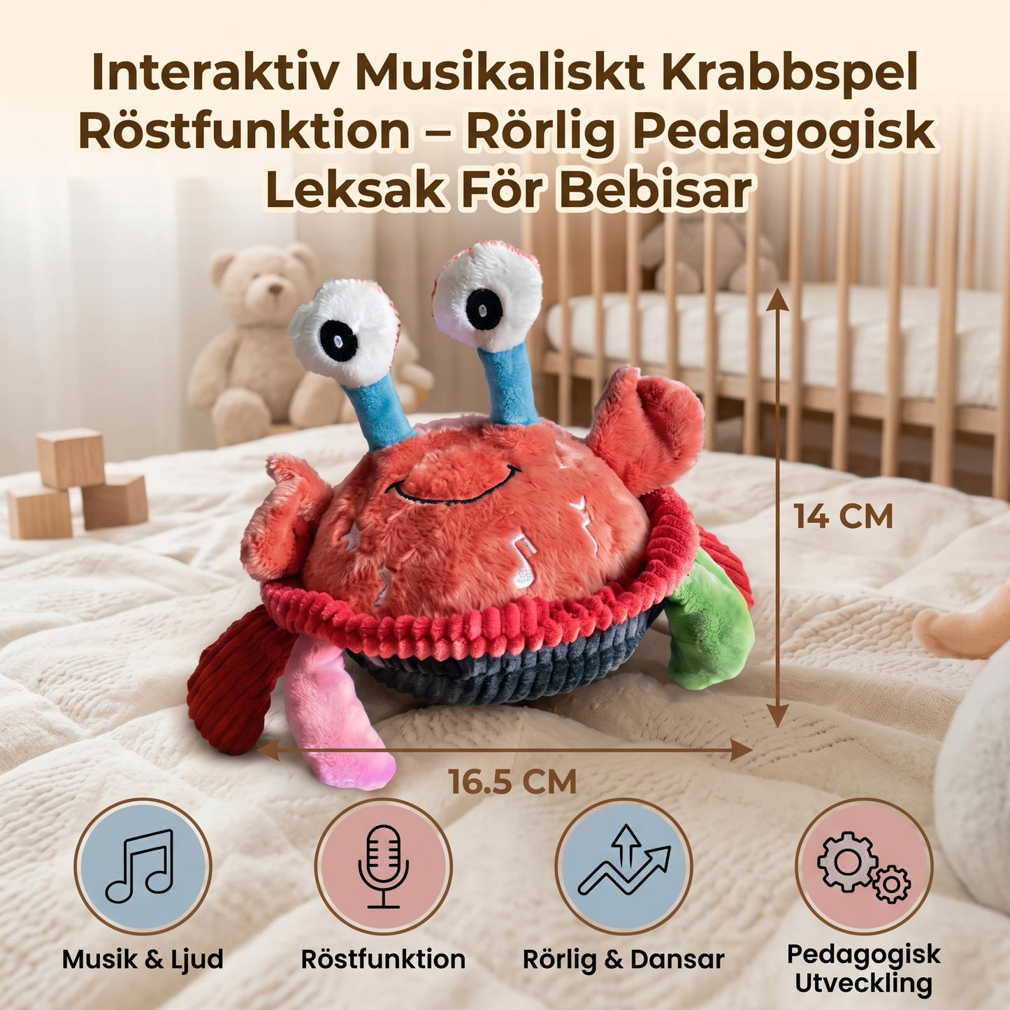 Interaktiv Musikaliskt Krabbspel Med Röstfunktion – Rörlig Pedagogisk Leksak För Bebisar