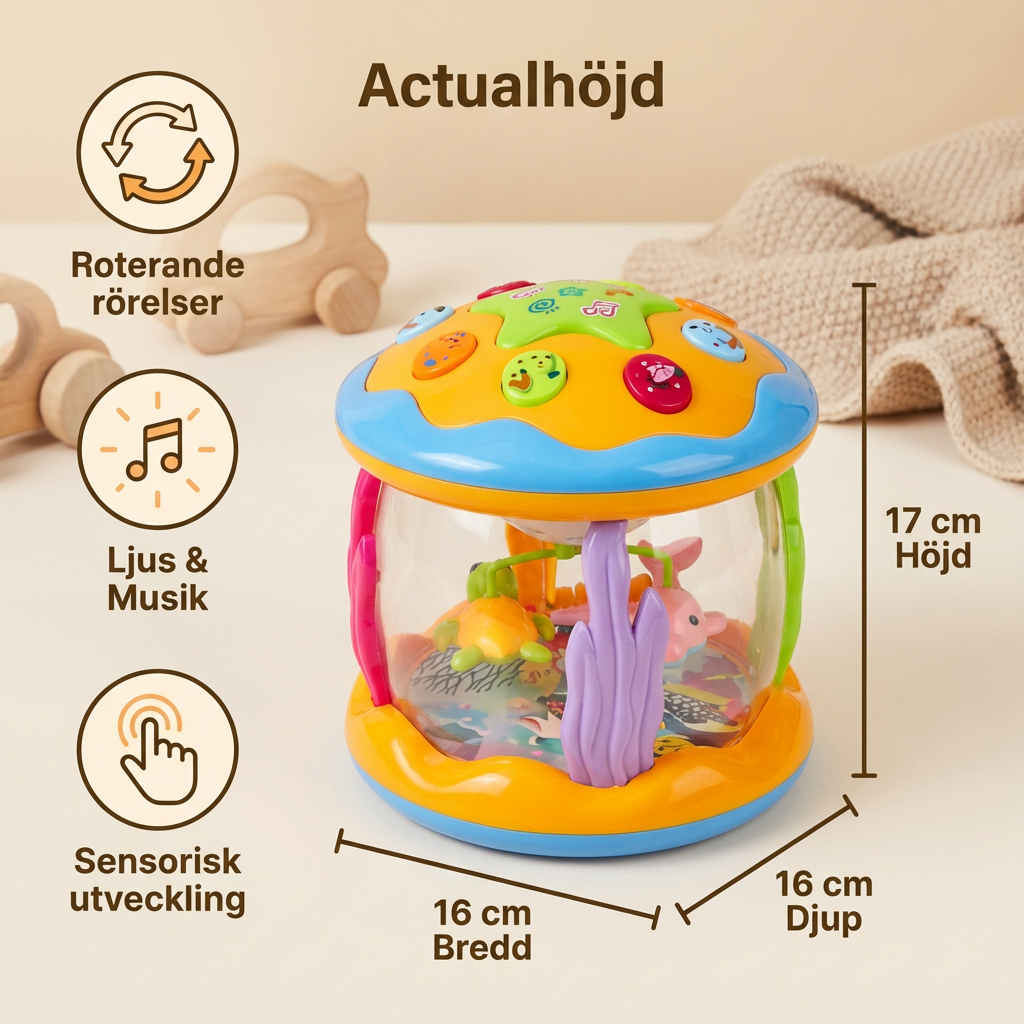 Ocean Light & Music Baby Toy – Rotationssensorisk Leksak för Kravlande och Magläge
