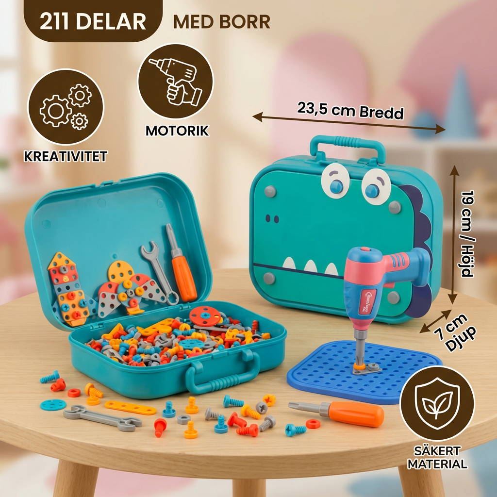 Hantverksbyggsats för barn i gullig dino-design