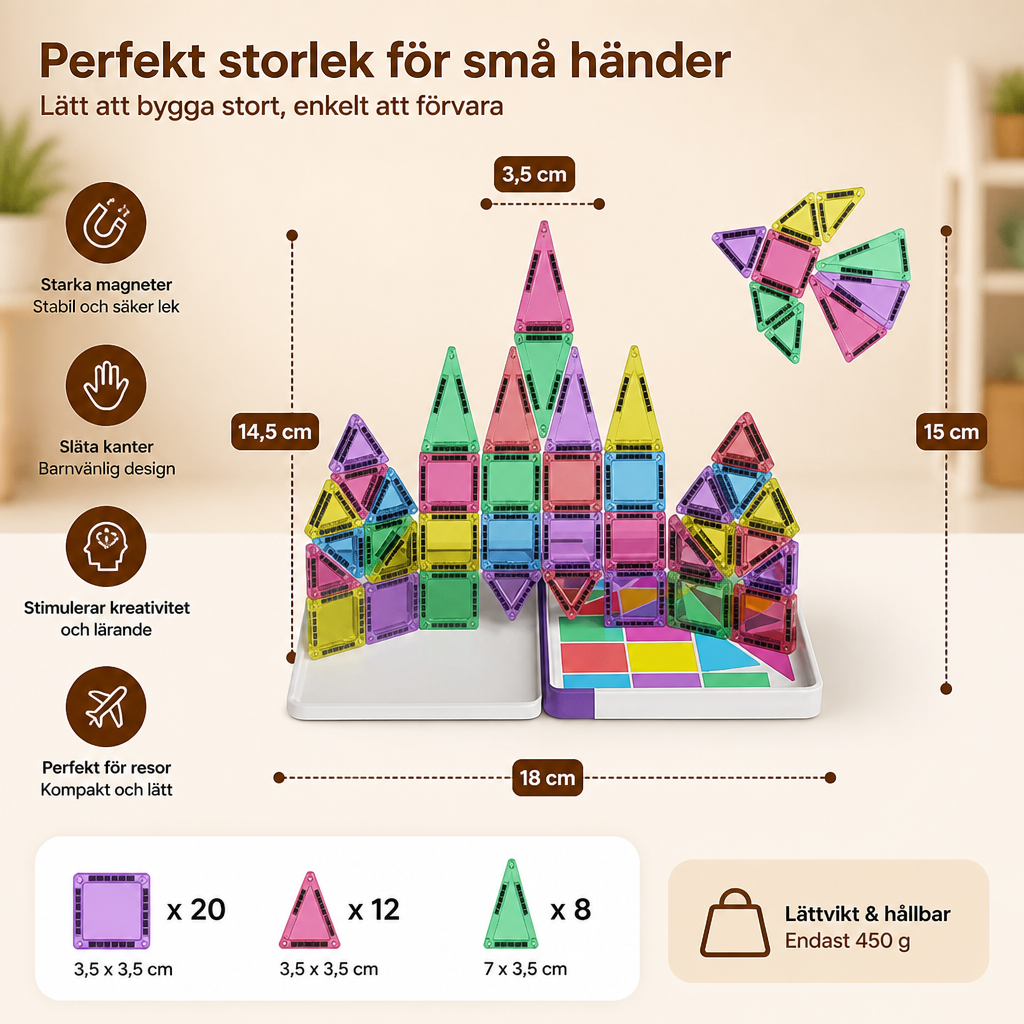Kompakta Magnetiska Plattor – 40-Delars Montessori Reseset