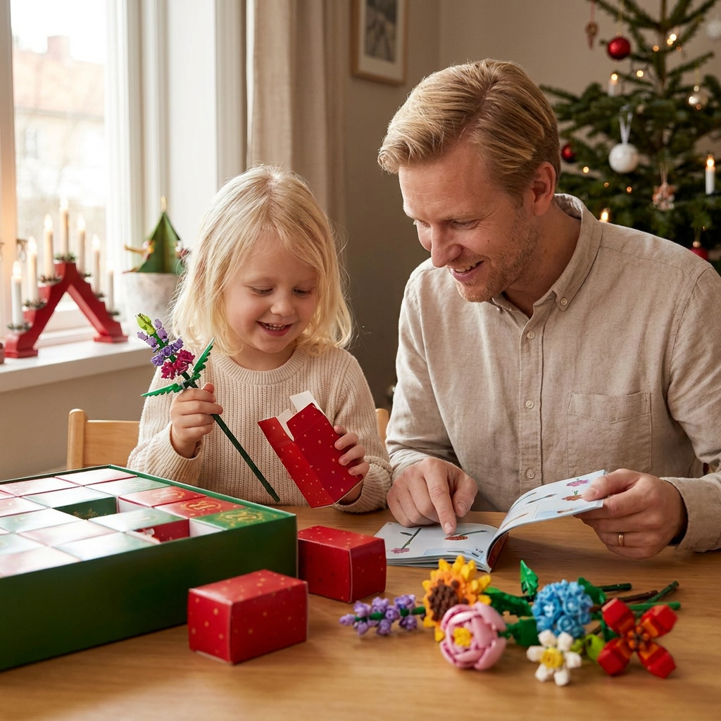 Julkalender Med Blombukett Av Byggklossar