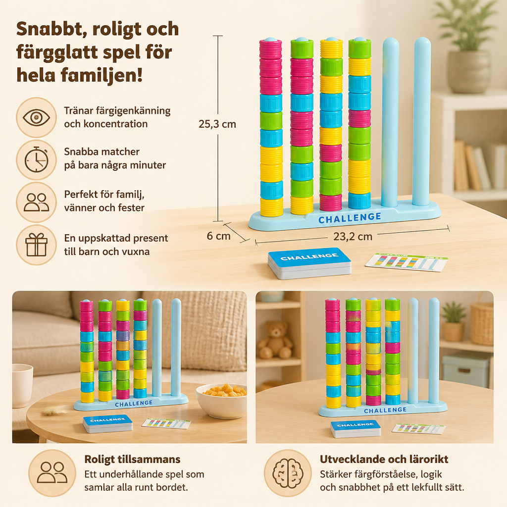 Färg Staplingsutmaning – Ett Snabbt Färgmatchningsspel För Fester Och Hela Familjen
