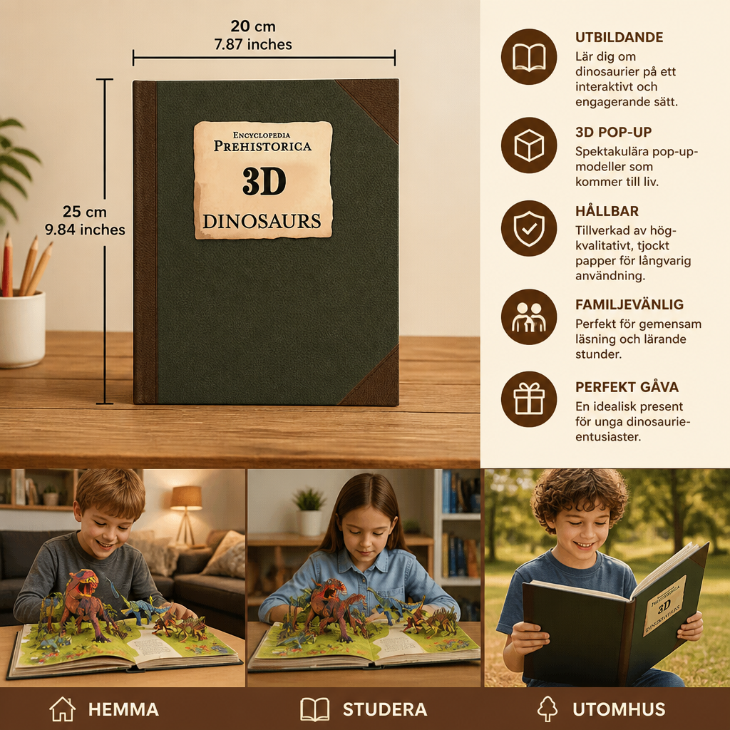 Interaktiv 3D Dinosaurie Pop-Up-Encyklopedi