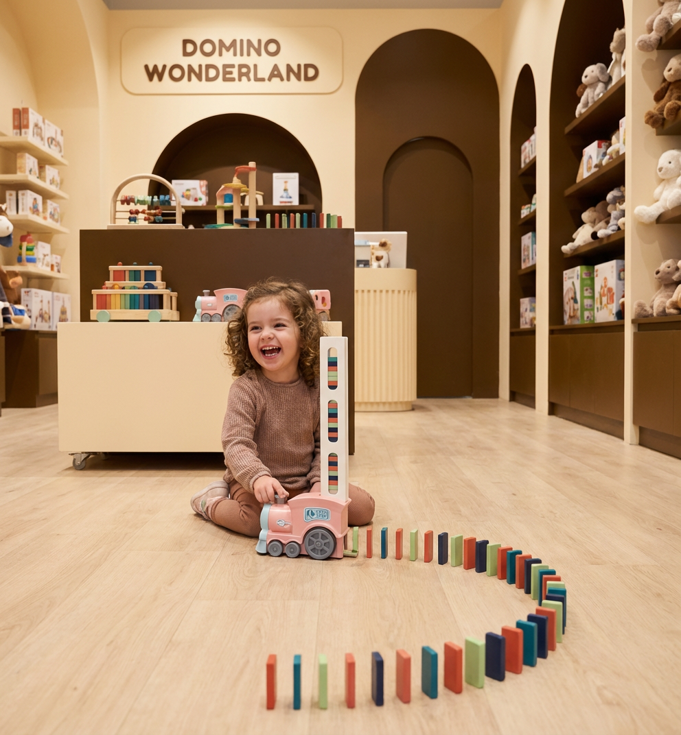 Domino-tågleksak För barn | Automatisk spårläggning med ljus och ljud för kreativ inlärning