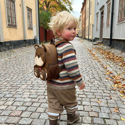 Barnryggsäck med tecknade djur – Lätt skolväska med flera fack