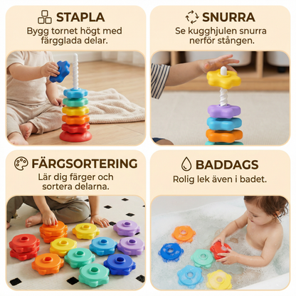 Regnbågens snurr- och färgtorn leksak