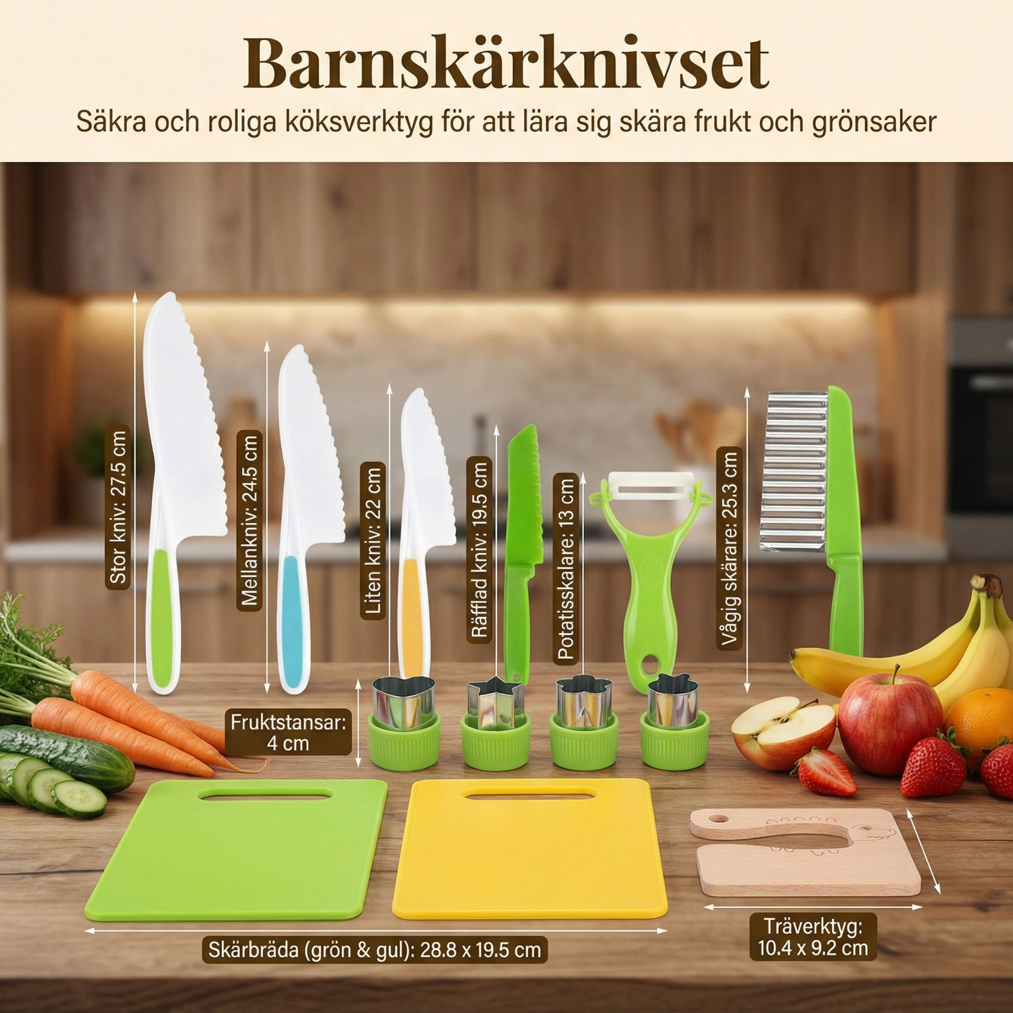 Barnskärknivset | Säkra och roliga köksverktyg för att lära sig skära frukt och grönsaker