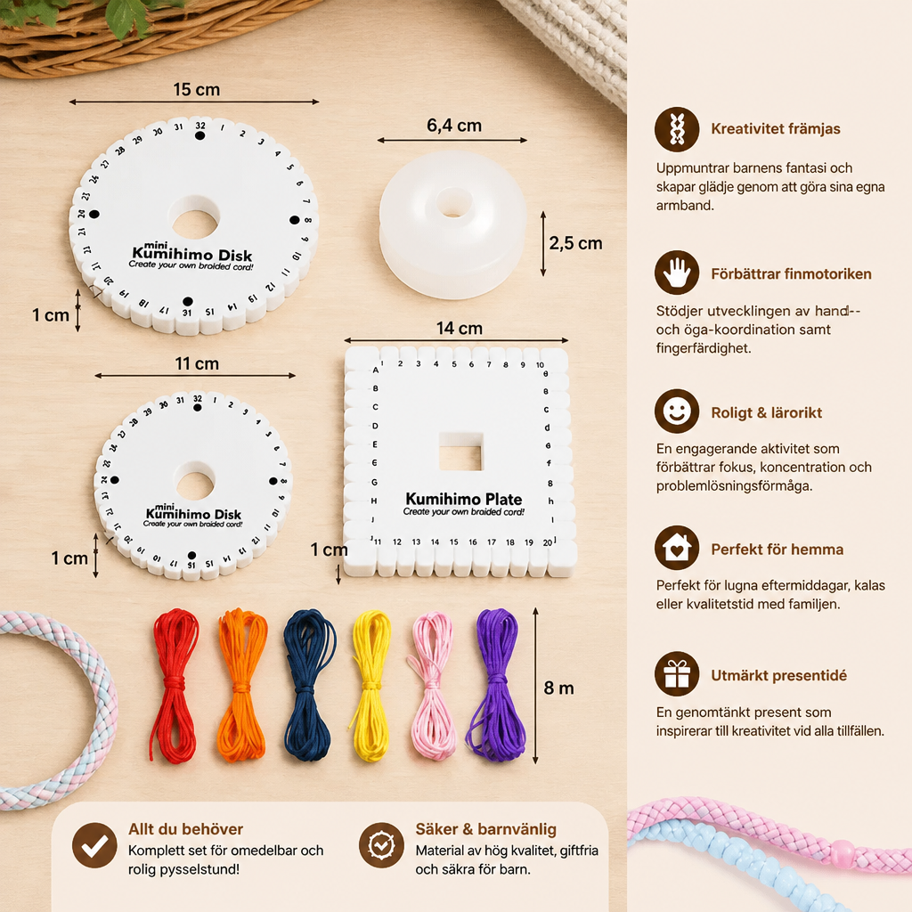 DIY-kumihimoarmbandsset för barn