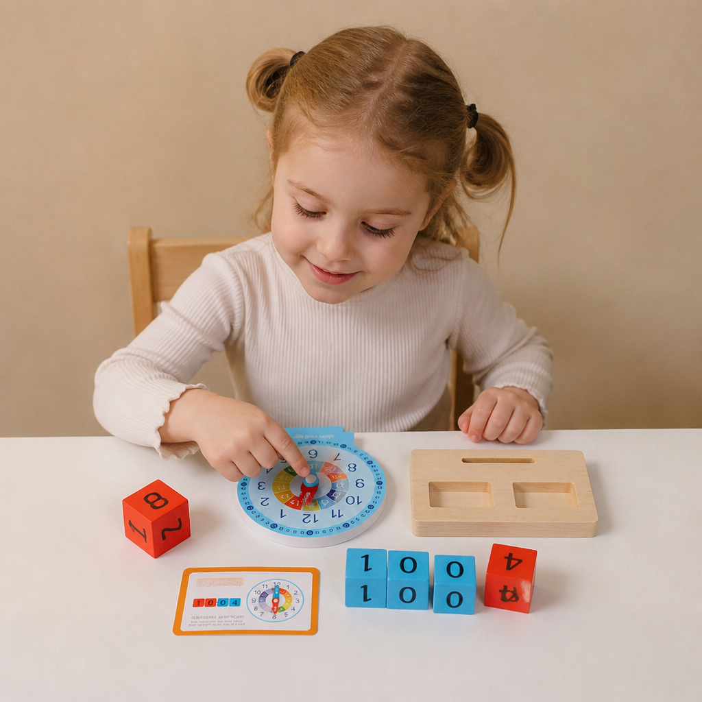Pedagogisk Montessori-klocka för att lära sig tid och klockslag