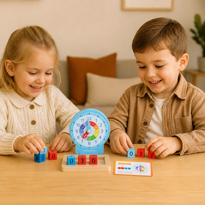 Pedagogisk Montessori-klocka för att lära sig tid och klockslag