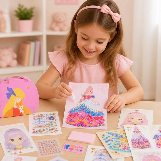 Princess Diamond-klistermärkes- och sminkkit – Glam Craft-set för flickor