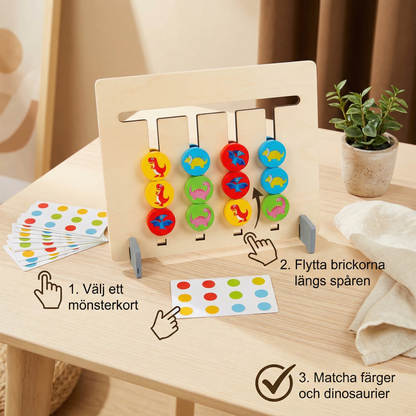 Montessori träspelet för att matcha färger och mönster