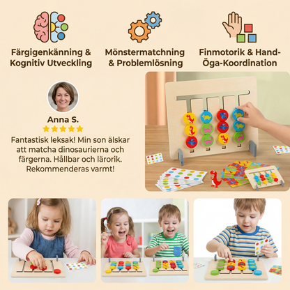 Montessori träspelet för att matcha färger och mönster