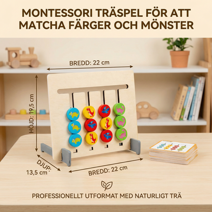 Montessori träspelet för att matcha färger och mönster