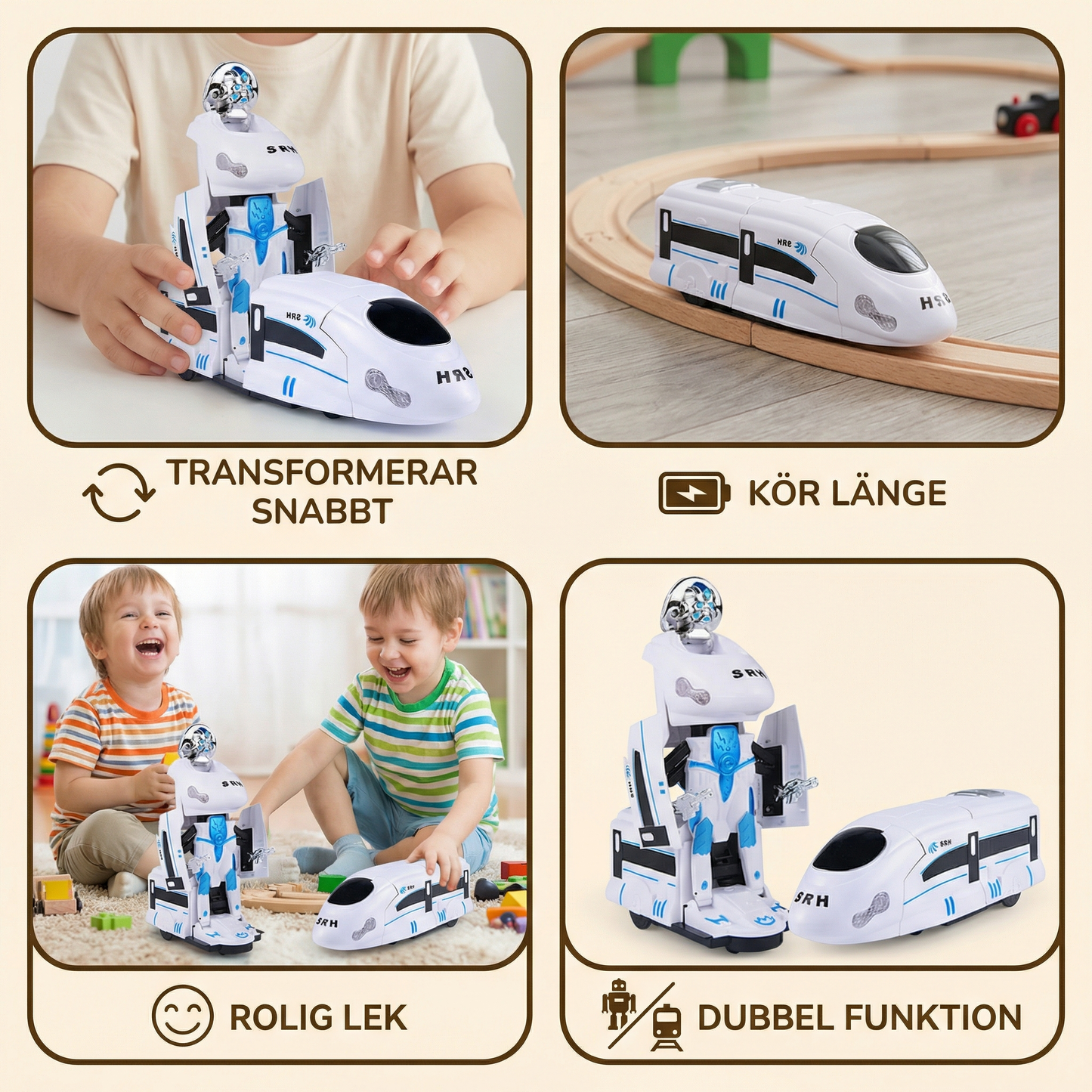 Transformerande robot tågleksak