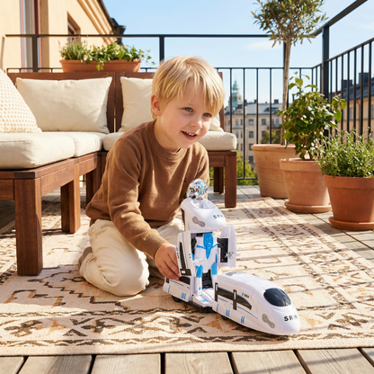 Transformerande robot tågleksak