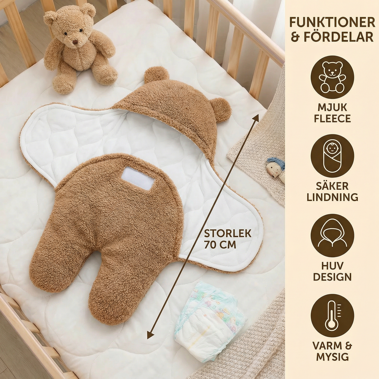 Babyfilt och pyjamas i bärdesign
