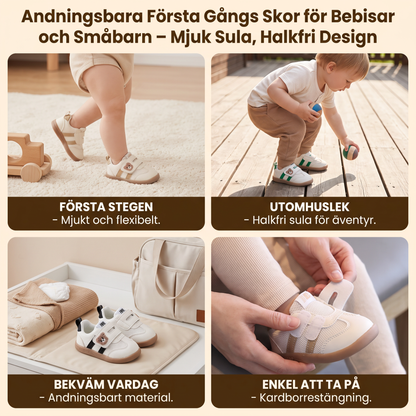 Andningsbara första gångs skor för bebisar och småbarn – mjuk sula och halkfri design