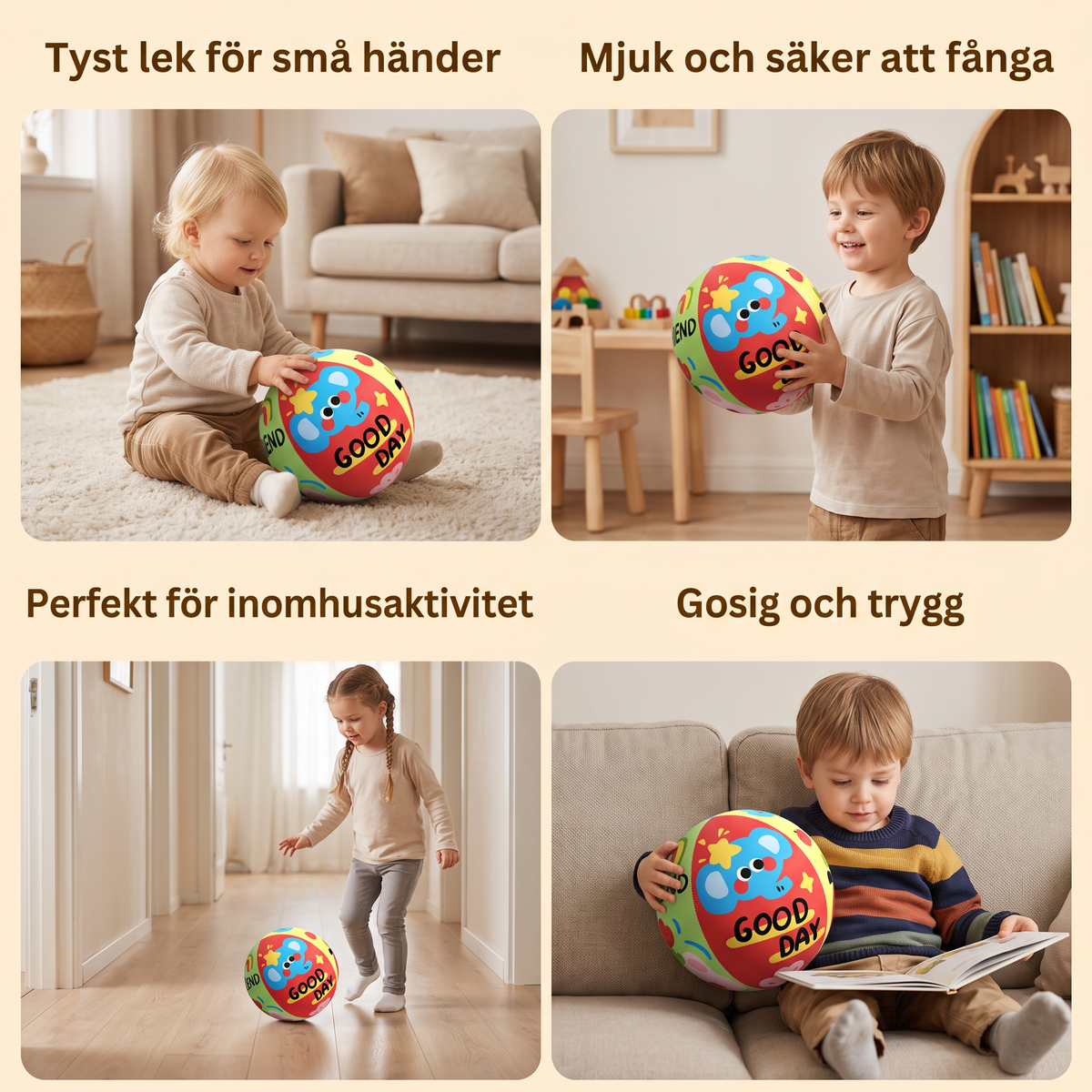Mjuk och säker tyst inomhusboll för barn