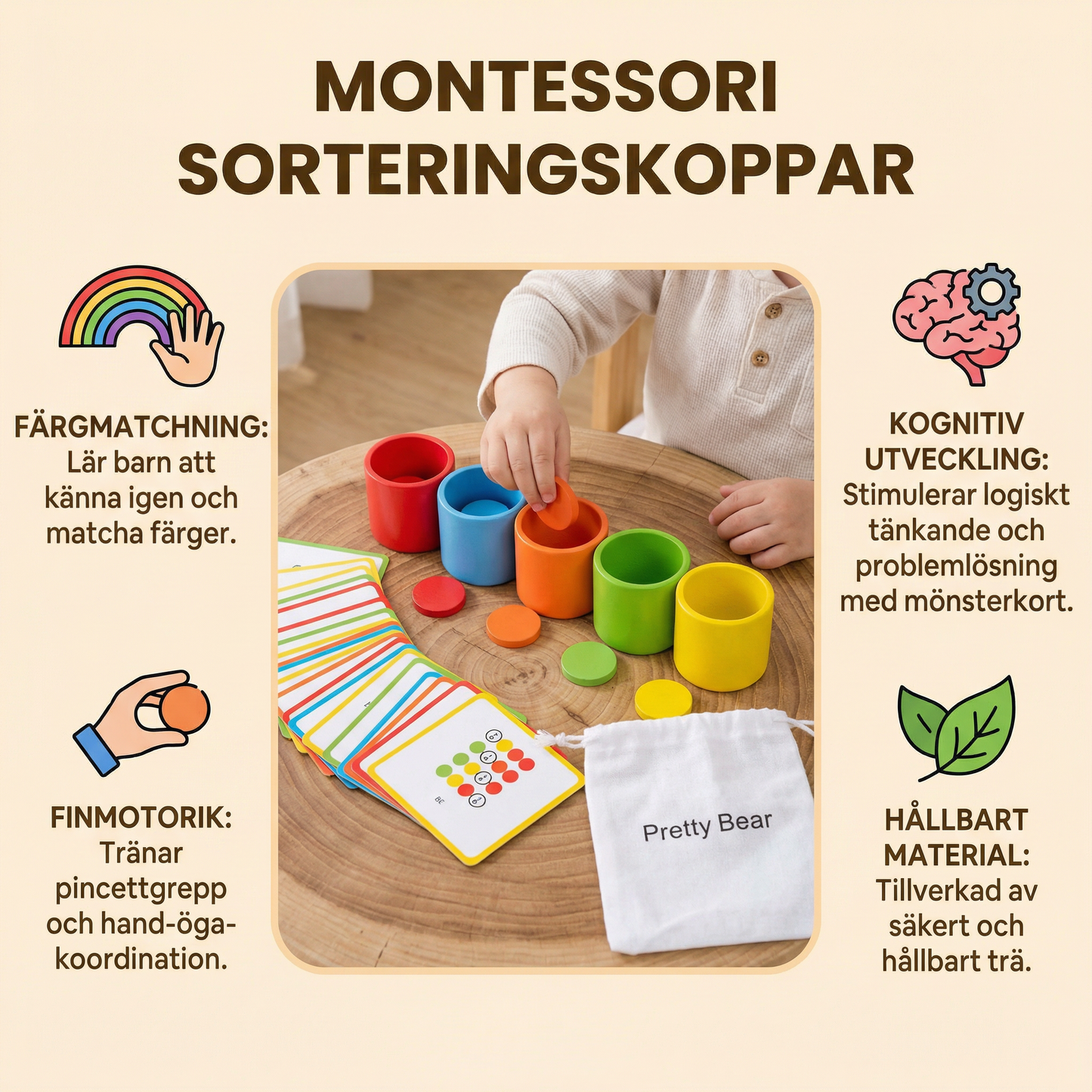 Montessori Stapelbara Bägarspelet