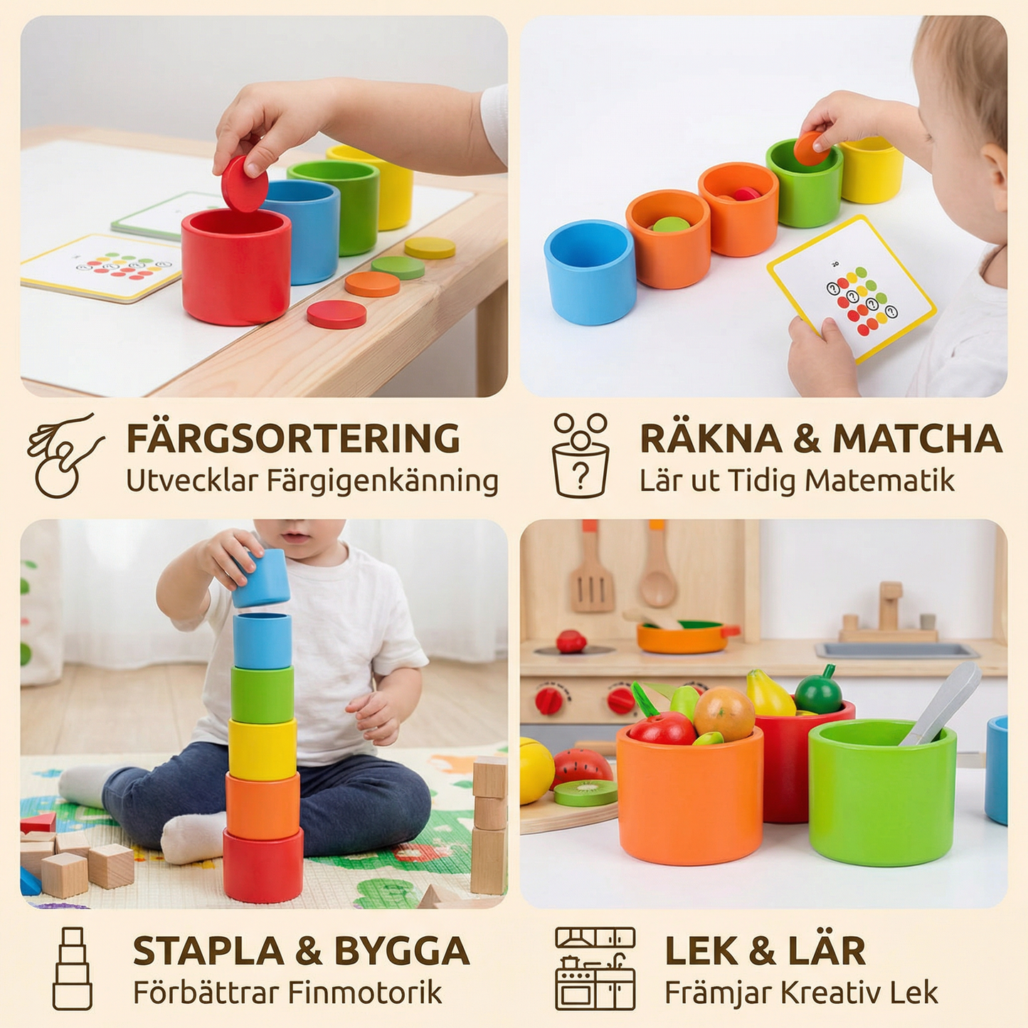 Montessori Stapelbara Bägarspelet