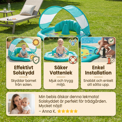 Influerbar Baby Splash Lekmatta med Tak – Vattenlek och Solskydd för Småbarn