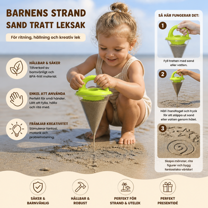 Barnens Strand Sand Tratt Leksak för Ritning och Hällning