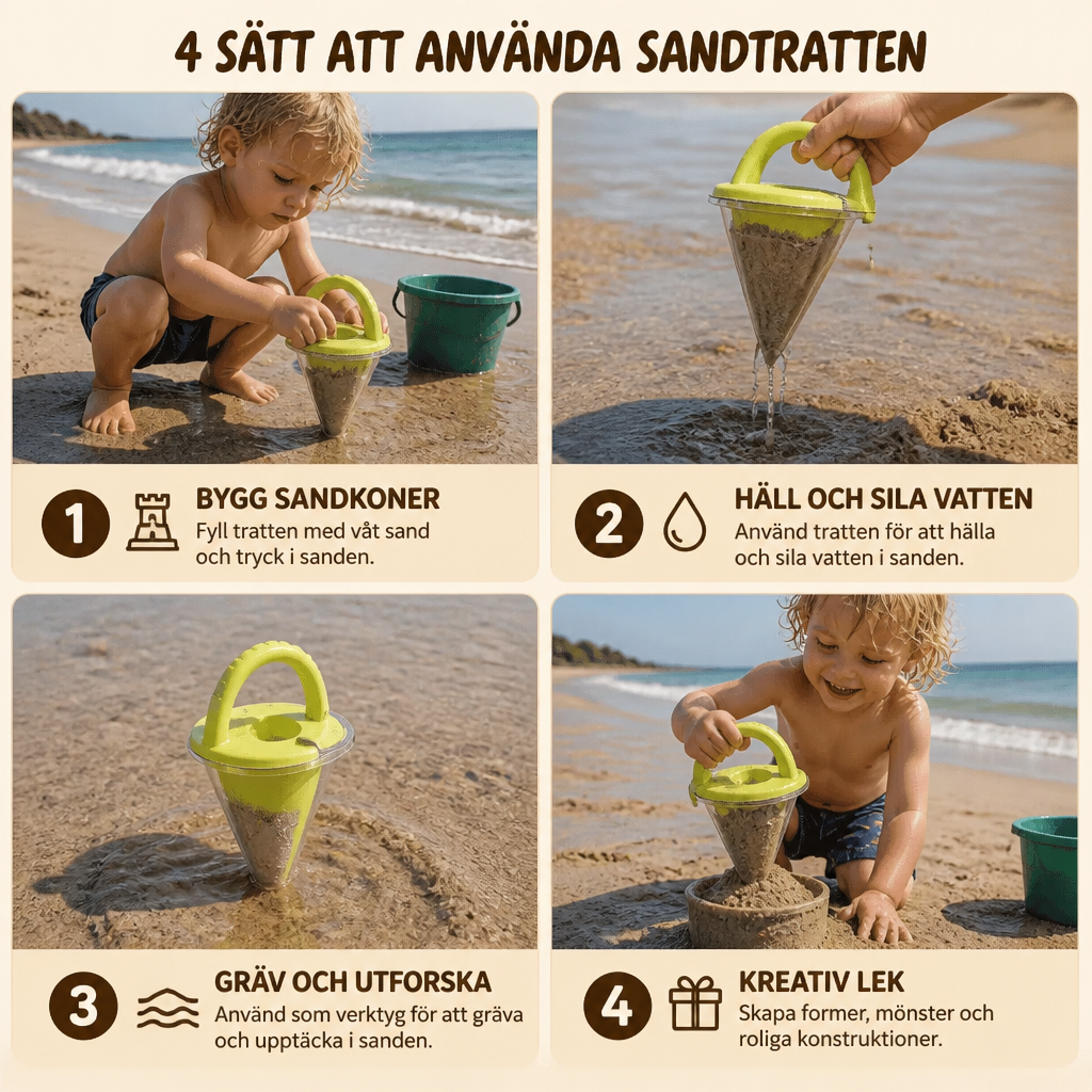 Barnens Strand Sand Tratt Leksak för Ritning och Hällning