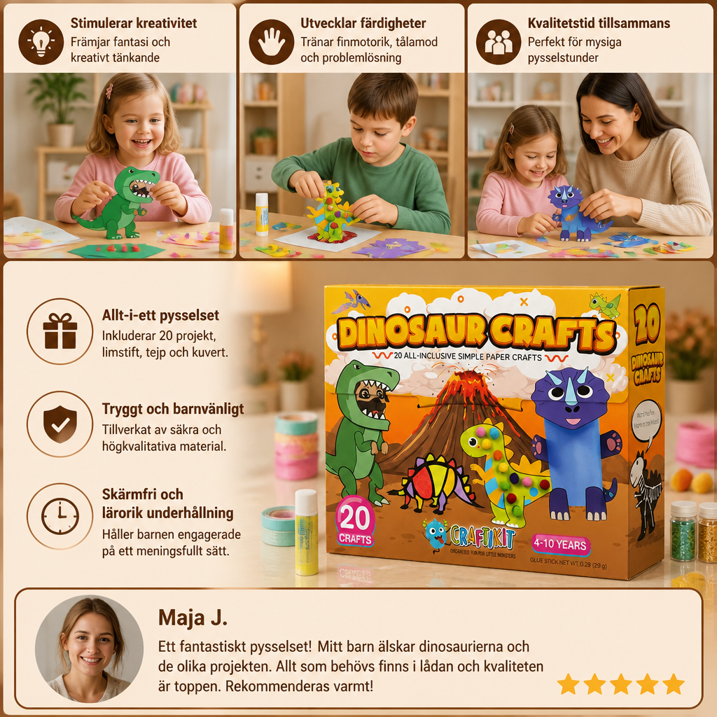 Pysselset i Papper för Barn – 20 Enkla DIY Pysselprojekt för Barn 3–10 År med Limstift, Tejp och Kuvert