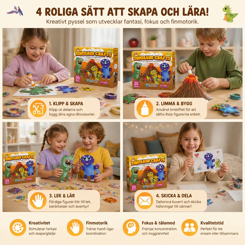 Pysselset i Papper för Barn – 20 Enkla DIY Pysselprojekt för Barn 3–10 År med Limstift, Tejp och Kuvert