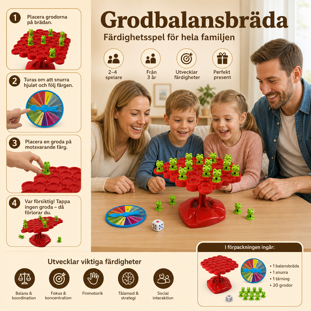 Grodbalansbräda – färdighetsspel för hela familjen