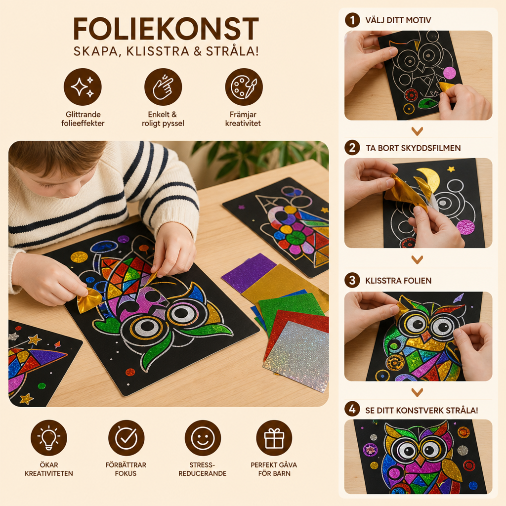 DIY-pysselset med foliekonst för barn