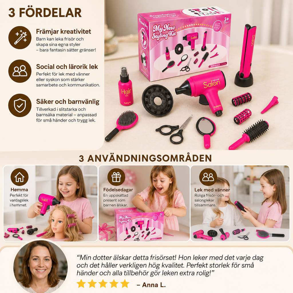 14-delat Frisörsalongs-Rollspelsset För Barn