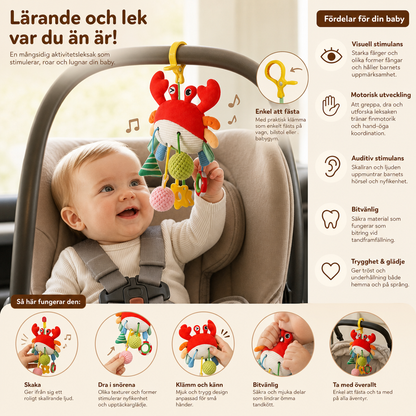 Aktivitetsleksak Krabba för Bebisar med Dragsnöre, Skallra & Bitring