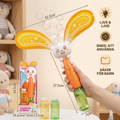 Såpbubbelkanin med vingar och ljus – bubbelmaskin för barn