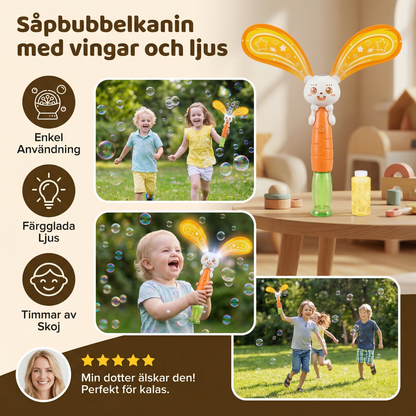 Såpbubbelkanin med vingar och ljus – bubbelmaskin för barn