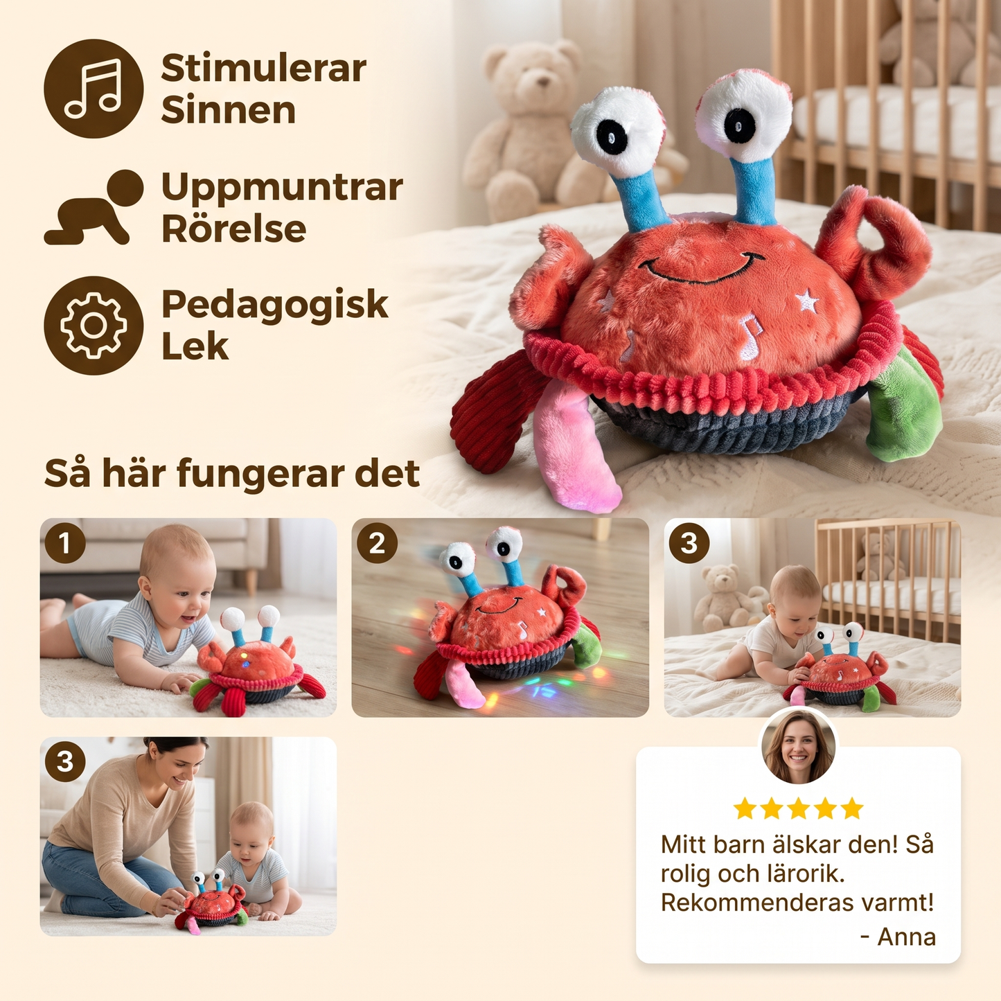 Interaktiv Musikaliskt Krabbspel Med Röstfunktion – Rörlig Pedagogisk Leksak För Bebisar