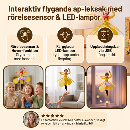 Interaktiv flygande ap-leksak med rörelsesensor & LED-lampor