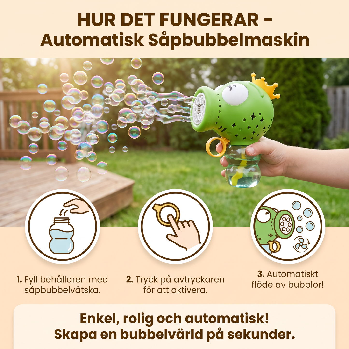 Söt Automatisk Såpbubbelmaskin – Elektrisk Såpbubbelblåsare för Barn