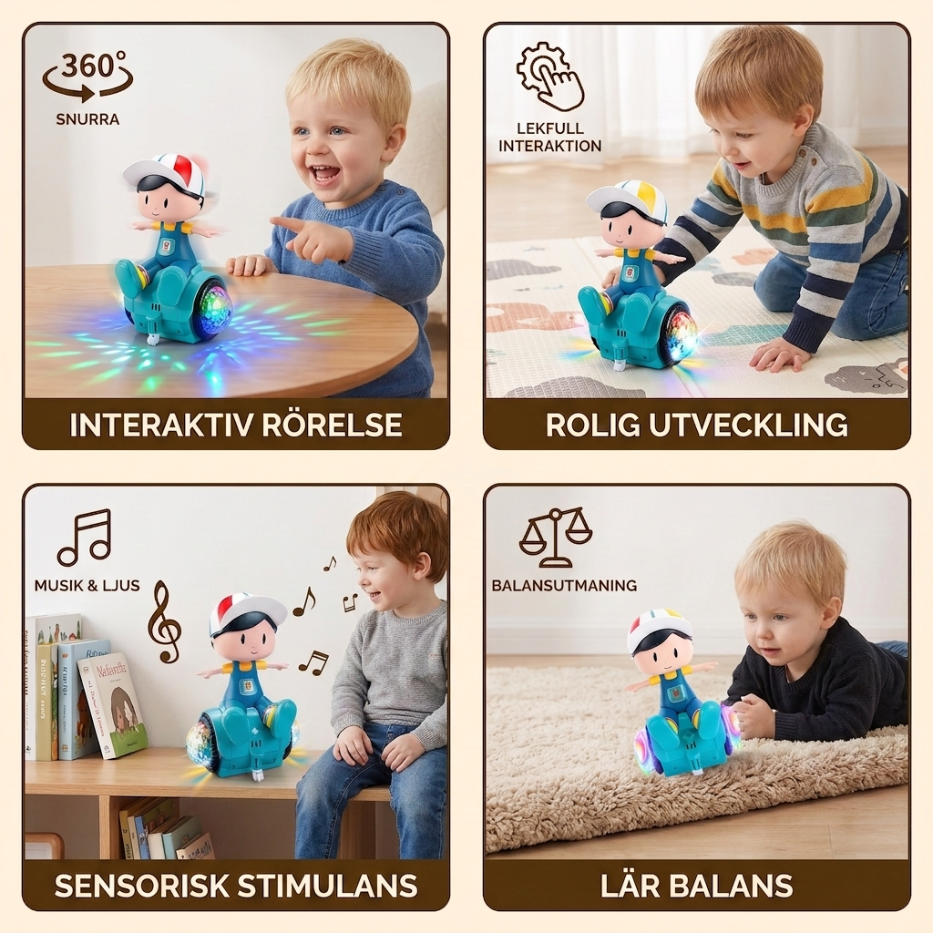 Interaktiv 360° Dansande Balansleksak med Ljus & Musik