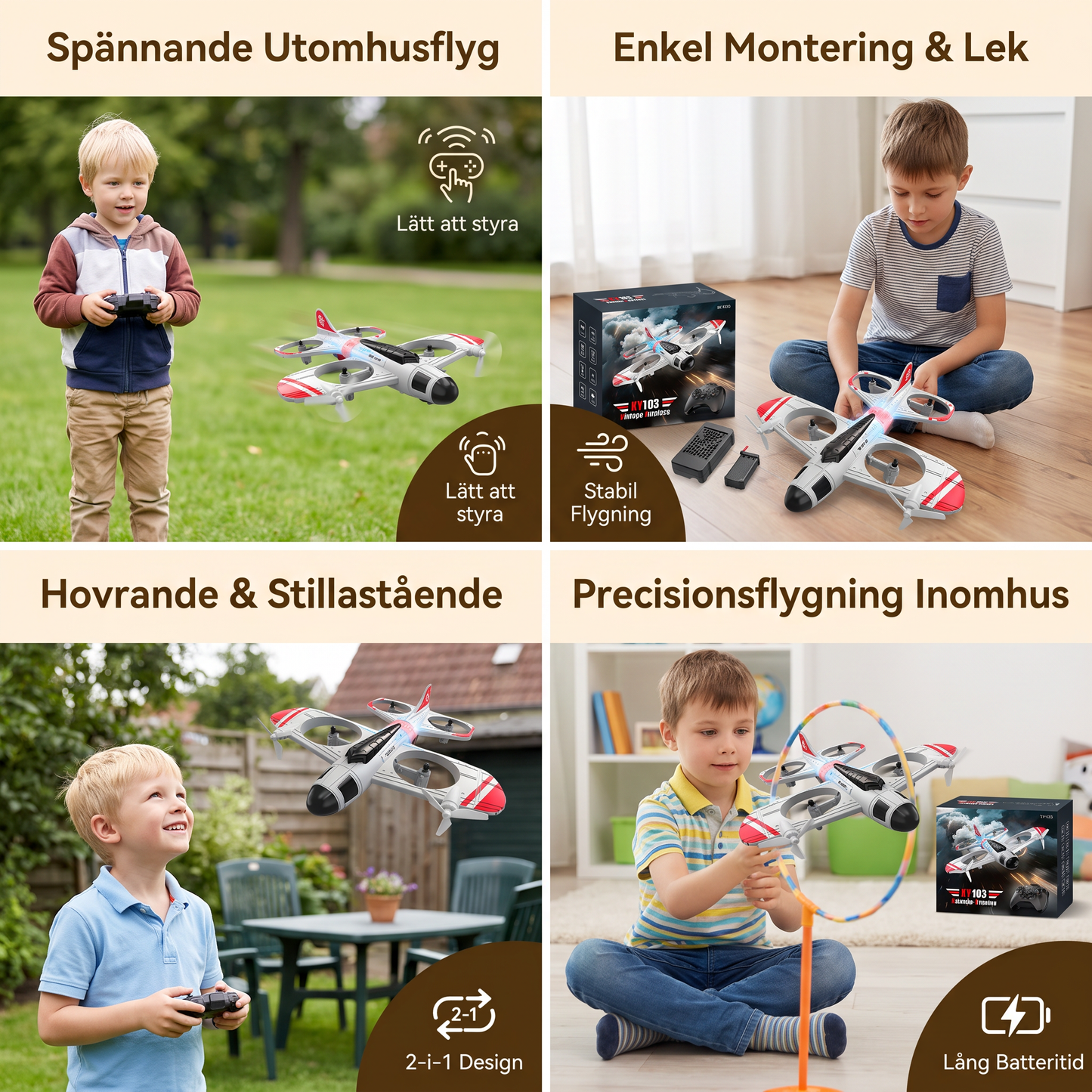 2-i-1 Fjärrstyrd Stridsflygplan & Drönarleksak