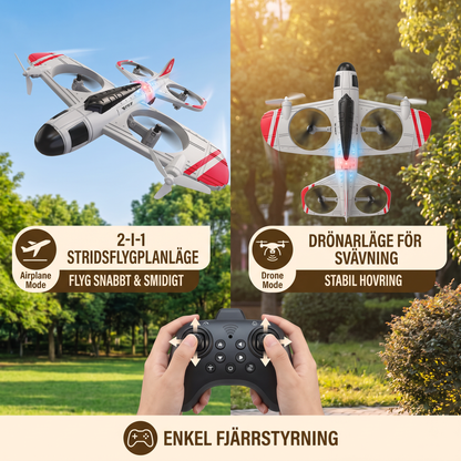 2-i-1 Fjärrstyrd Stridsflygplan & Drönarleksak