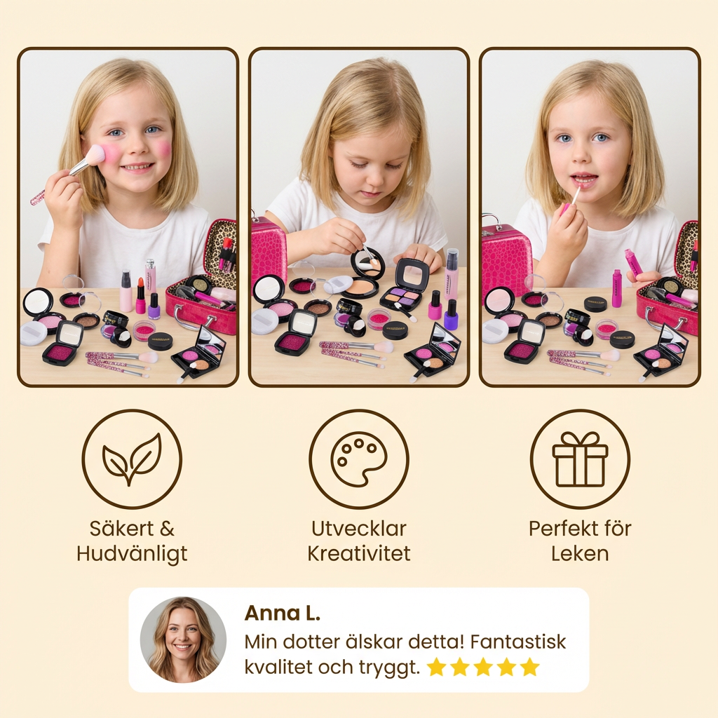 Sminkset för Flickor – Säker Barnsminkning med Praktisk Väska