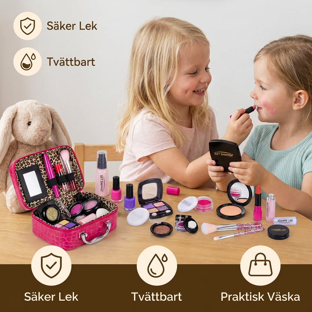 Sminkset för Flickor – Säker Barnsminkning med Praktisk Väska