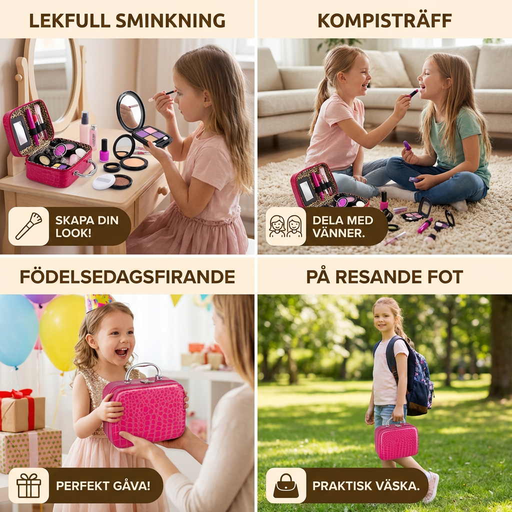 Sminkset för Flickor – Säker Barnsminkning med Praktisk Väska