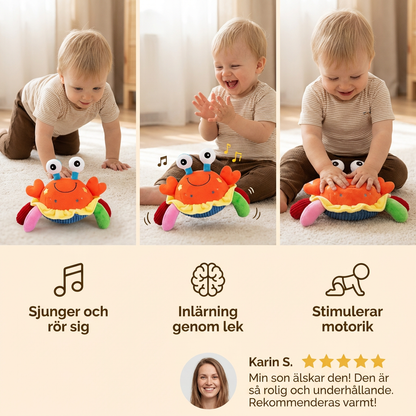 Interaktiv musikalisk krabba med röstfunktion – Rörlig pedagogisk leksak för bebisar