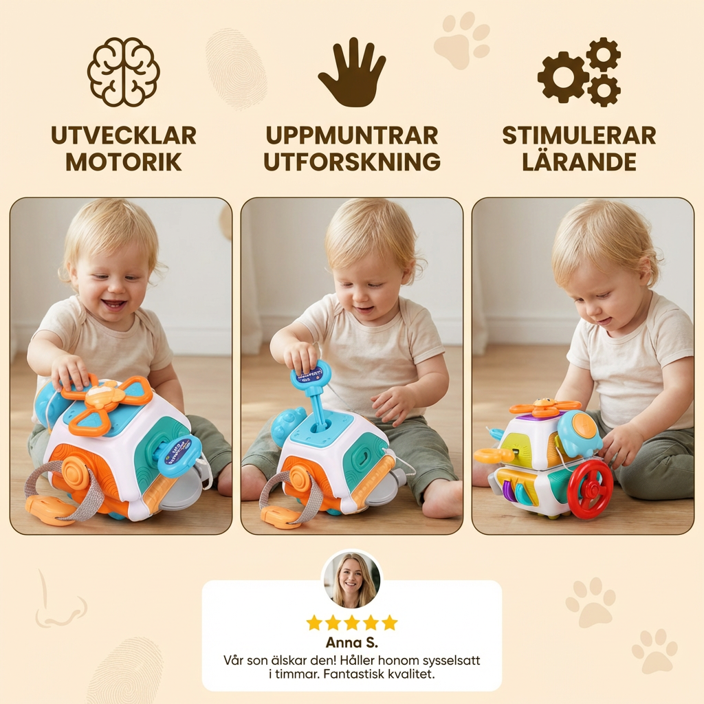 Montessori 22-i-1 Aktivitetskub för Småbarn – Leksak för Motorik och Utforskande