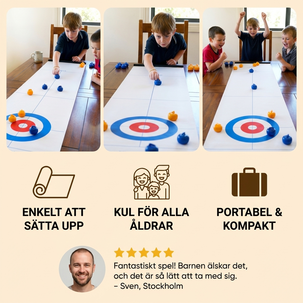 Bärbart bordscurlingspel – tävlingsset för 2 spelare