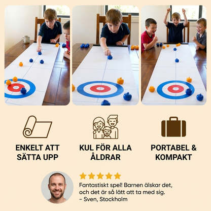 Bärbart bordscurlingspel – tävlingsset för 2 spelare