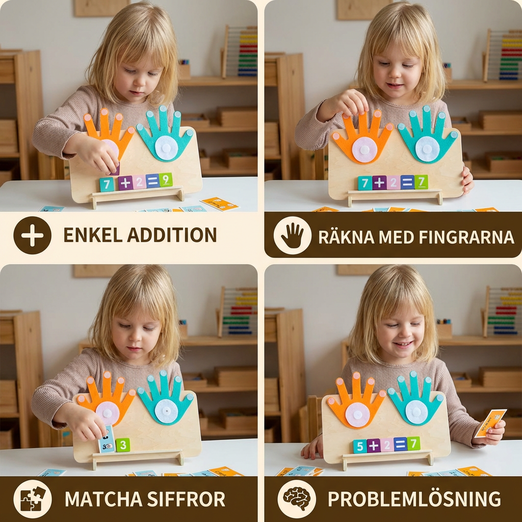 Montessori Sifferlärande Lektoy – Trä Fingerräkningsbräda för Barn
